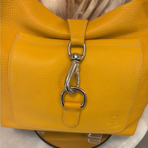 EUC COA Dooney & Bourke Yellow Leather Hobo Shoulder Bag - Picture 6 of 13